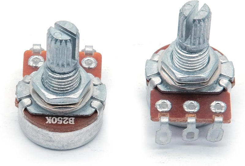 harpfeas 4PCS Mini Guitar Potentiometer Audio Volume Taper Pots for Fender Stratocaster Telecaster Guitar Bass Replacement (Short 15mm, A250K B250K) - Image 5